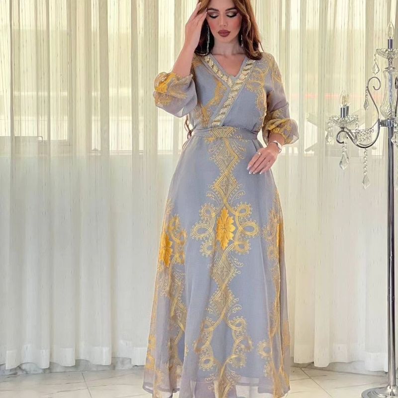 Îmbrăcăminte de damă, de lux, lejer, fierbinte, broderie din plasă cu diamante, rochie de recepție, temperament la modă_voghion.com