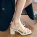 New line with back empty square open toe chunky high heels slippers_voghion.com