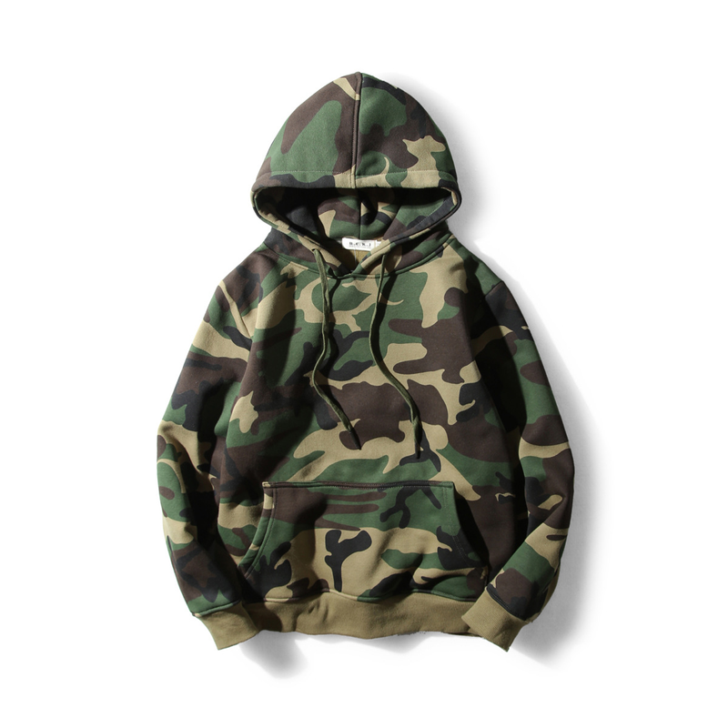 Abbigliamento da uomo con cappuccio mimetico, cappotto in pile a maniche lunghe con cappuccio allentato_voghion.com