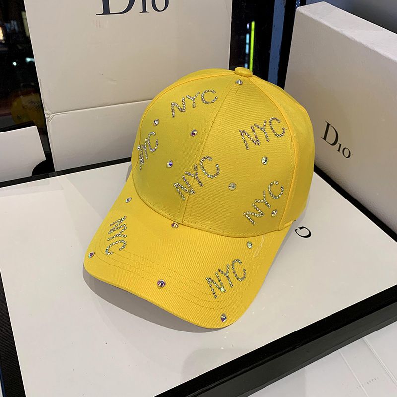 Nouveaux chapeaux printemps été pour femmes avec diamants d'eau et décontracté polyvalent petite langue de canard fraîche crème solaire lettre soleil_voghion.com