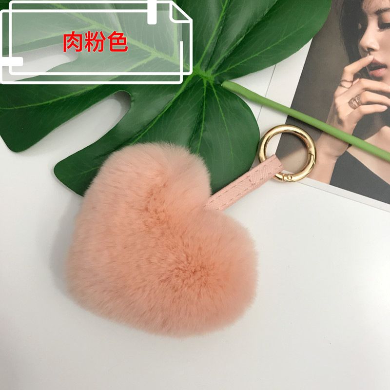 Valentinstag Geschenk Gürtel Rex Kaninchenfell Liebe Herzförmige Tasche Anhänger Schlüsselanhänger Ewige Blume DIY_voghion.com