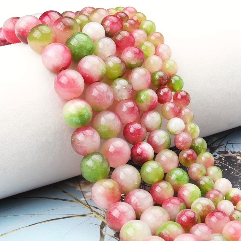 60 6mm Natural Watermelon Electrical Stone Beads, Energy Healing Crystal Round Scattered Stone Beads For Jewelry Making, DIY Bracelet Necklace_voghion.com