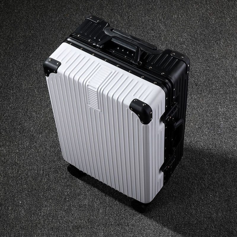 Vintage Aluminum Frame Suitcase With Spinner Wheels, Durable ABS+PC Luggage For Travel, Carry-On & Check-In, Secure TSA Lock, Stylish Colors_voghion.com