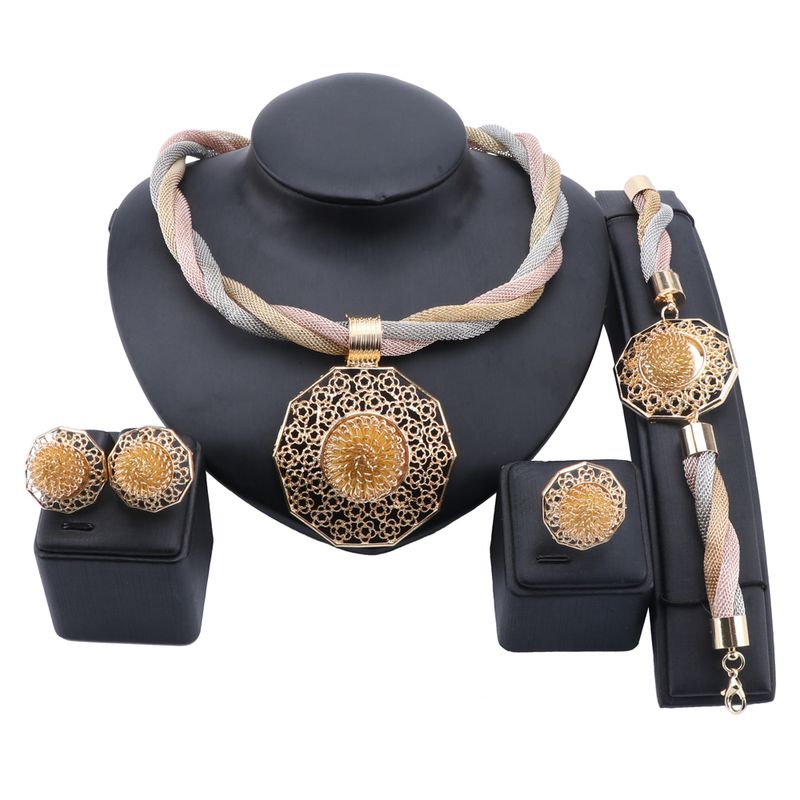 Women Nigerian Wedding African Costume Jewelry Set Dubai Fashion Charm Neckace Earring Party Gift Jewelry sets_voghion.com