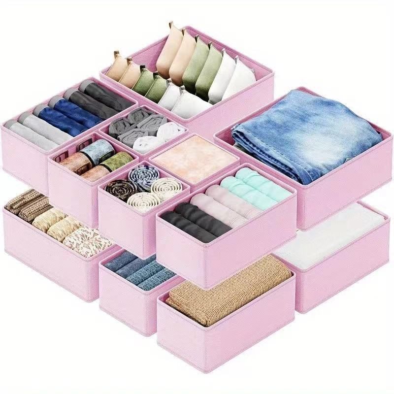 Scatola portaoggetti pieghevole in tessuto per vestiti, biancheria intima, calzini - impilabile, organizer per cassetti e guardaroba, design moderno e minimalista (28x28x28 cm)_voghion.com
