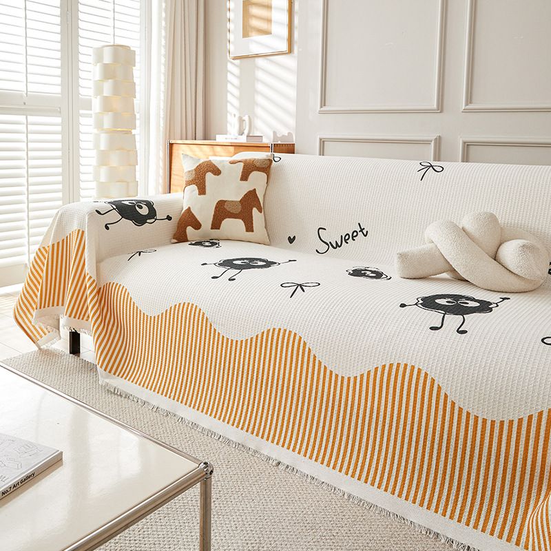 Luxury Nordic Waffle Jacquard Sofa Cover - Breathable Cotton Linen Fabric, Multiple Sizes & Elegant Patterns For 3-Seater Sofa Covers_voghion.com