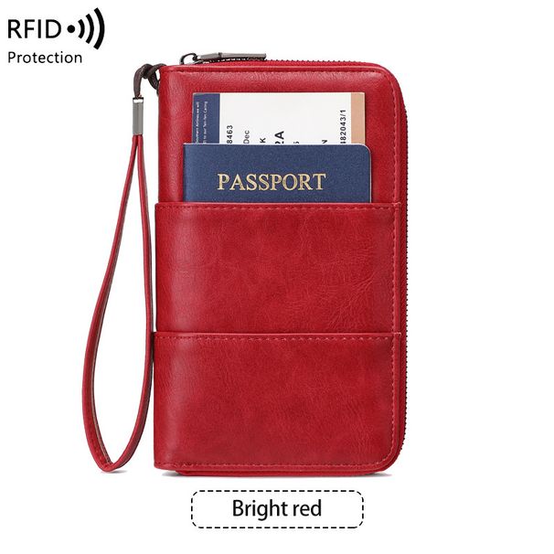 RFID Blocking Passport Wallet With Zipper - Multi-functional Travel Organizer For Credit Cards, IDs, Tickets - Lightweight & Durable PU Leather_voghion.com