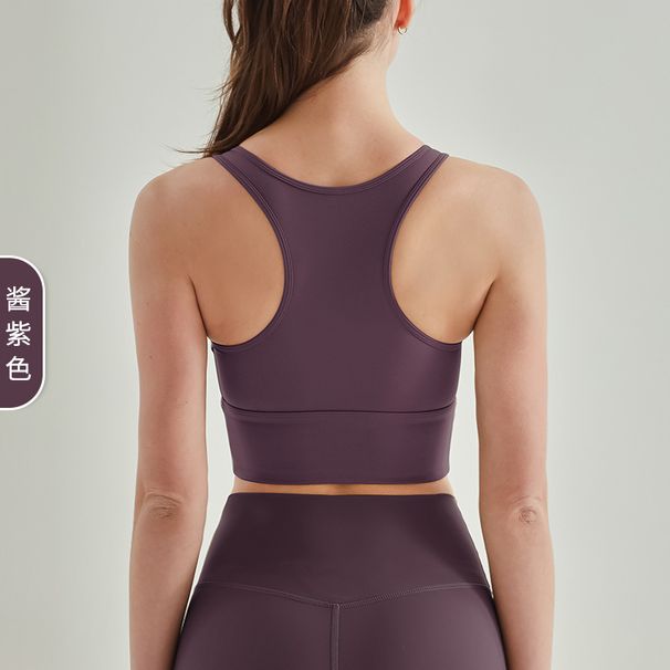 High-strength Yoga Vest For Women, Brushed For A Bare-skin Feel, With Padded Cups And Supportive Design, Fitness Bra With A Beautiful Back,_voghion.com