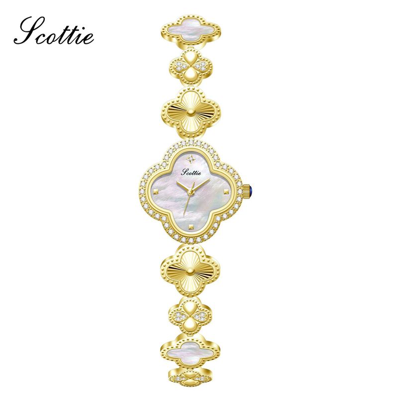 Orologio da donna Scottie Small Bracelet 9695 con quadrante in madreperla con quadrifoglio laser_voghion.com