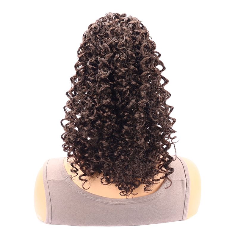 Synthetic Ponytails Screw Curl Wig Ponytail Female Short Curly Hair Fluffy Natural Drawstring Elastic Net Small Curly Ponytail_voghion.com