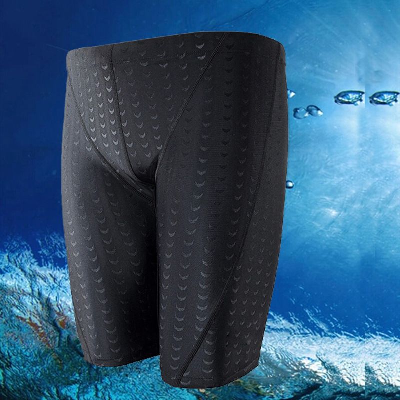 Man's clothing Men's quick-drying imitation sharkskin swimming trunks Breathable plus size boxer quarter swimming trunks_voghion.com