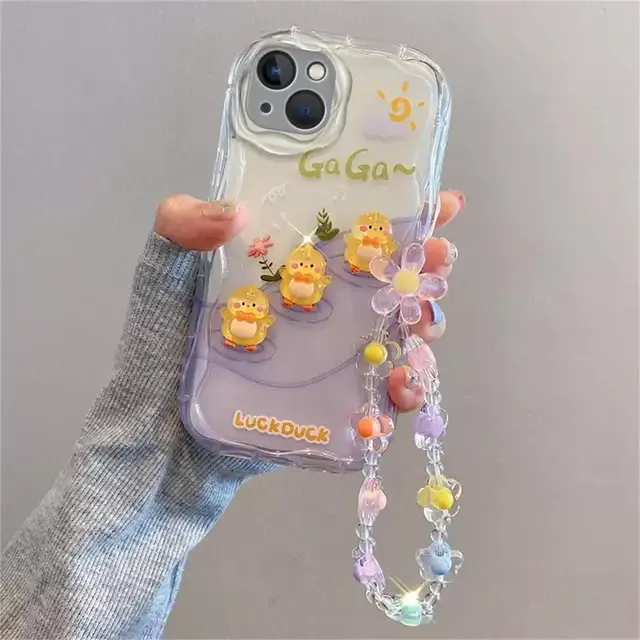 3D Rabbit Doll Flower Chain Case For VIVO Y28 V30E 5G Y03 Y100 V30 Pro V29E V23 V27 Y17S Y36 Y15S Cover Couqe Soft Cute_voghion.com