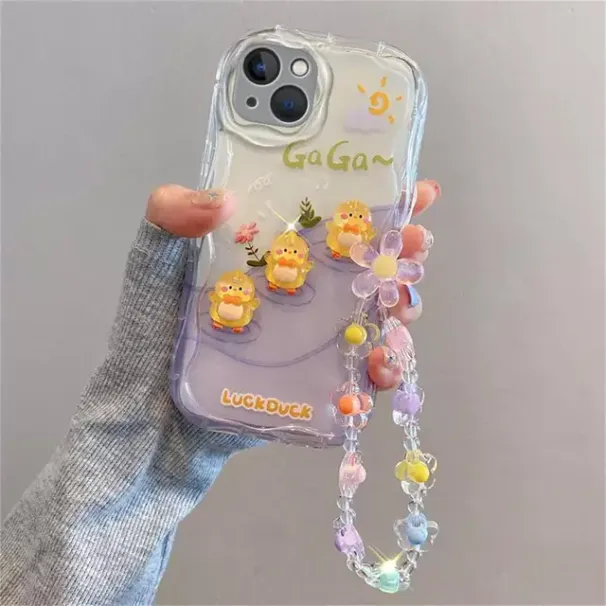 3D Rabbit Doll Flower Chain Case For VIVO Y28 V30E 5G Y03 Y100 V30 Pro V29E V23 V27 Y17S Y36 Y15S Cover Couqe Soft Cute_voghion.com