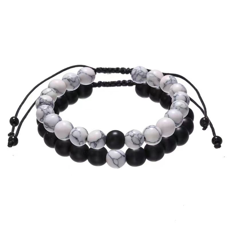 Bracelet Explosions Valentine's Day a pair of black and white turquoise bracelet love magnetic buckle stone beaded bracelet_voghion.com