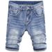 Schlichter Trend Hellblauer zerrissener Denim-Shorts für Herren Mode Vielseitige Casual Stretch-Shorts Herren Mittellange Hose_voghion.com
