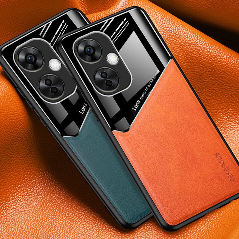 Para OnePlus 11 3 Nord CE Lite Funda de acrílico con empalme de cuero PU Funda magnética Marco suave Carcasa antihuellas_voghion.com