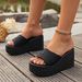 Thick-soled Round One-line Outside To Wear New Summer Wedge Plus Size Women's Fashion Sandals_voghion.com