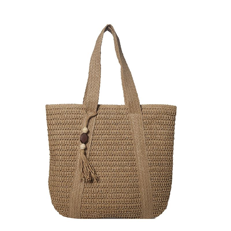 Bolso de hombro para vacaciones en la playa, bolso de mano hecho a mano nuevo y popular de moda para mujer 2024, bolso de viaje tejido con hierba_voghion.com
