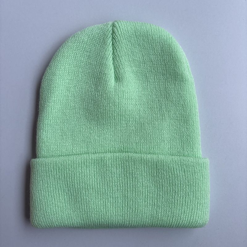 Gorro de lana fluorescente, liso, cálido y frío, para hombre y mujer, nuevo, de punto liso._voghion.com