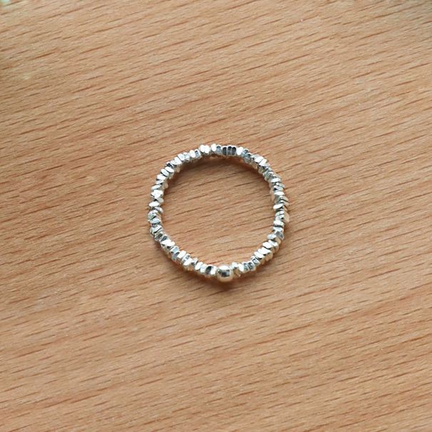 S999 Pure Broken Silver Freshwater Pearl Natural For Women Elastic Fashionable Tail Ring_voghion.com