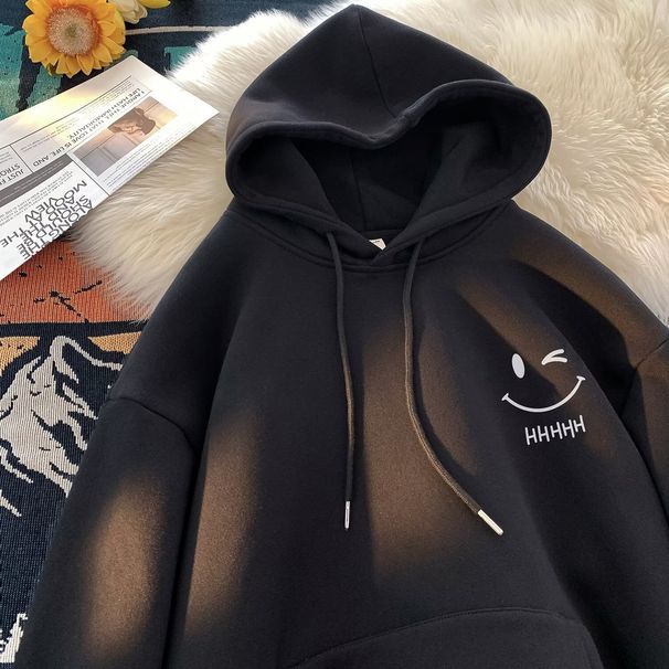 Felpa con cappuccio unisex Smiley in pile – Pullover invernale con cerniera e tasche 3D (M-5XL, 8 colori)_voghion.com