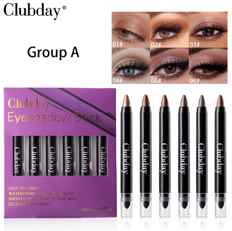 PSC001-003A 6-color Double-ended Eyeshadow Stick For Eye Makeup, 24-hour Texture, Single Unit 2g. Natural And Three-dimensional Eyebrow And Eyelash Mascara, Eyelash Curler, Long-lasting Matte Eyeb_voghion.com