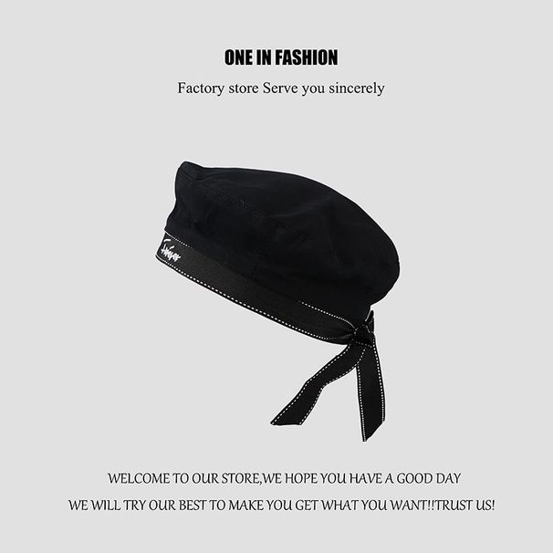 Cute JK Beret For Women, Summer Thin White Navy Sailor Hat, Black College Style Uniform Hat_voghion.com