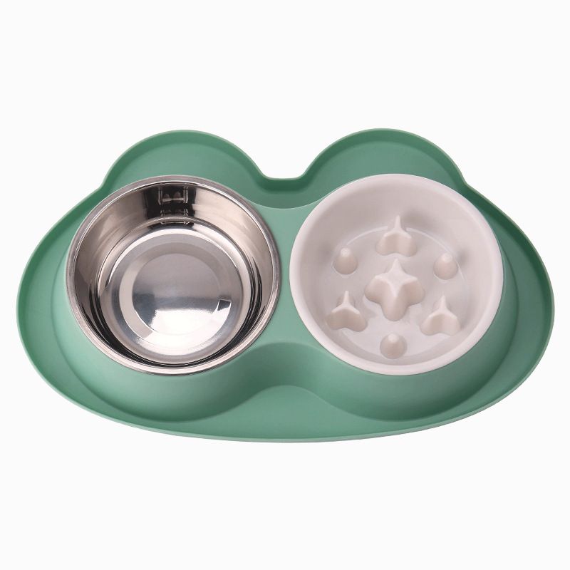 Langsamfütterungs-Katzennapf, auslaufsicherer Doppelnapf für Haustiere, auslaufsicherer Hundenapf_voghion.com