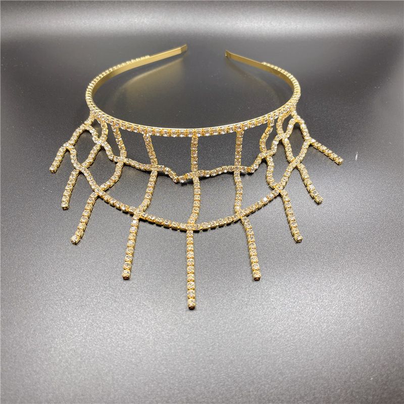 Nuevo y moderno accesorio para el cabello con diamantes de imitación brillantes, diadema con cadena para la frente con borlas largas, accesorios de joyería para novias._voghion.com