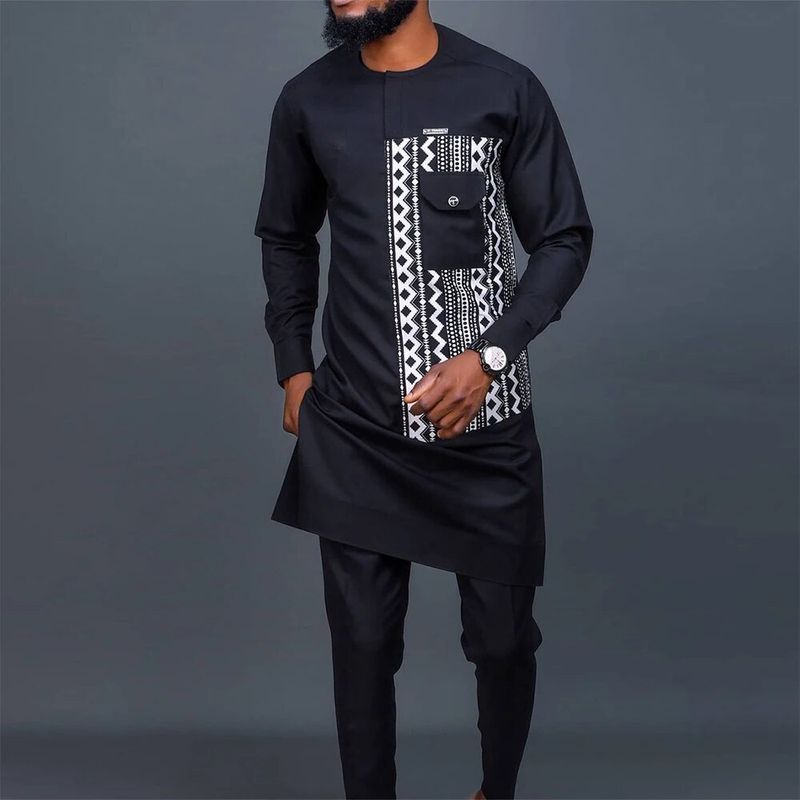 Dashiki 2024 Meistverkauft Top 10 Afrikanischer gestreifter zweiteiliger Anzug für Männer Kaftaneid Mubarak Kaftan Dubai Abaya_voghion.com