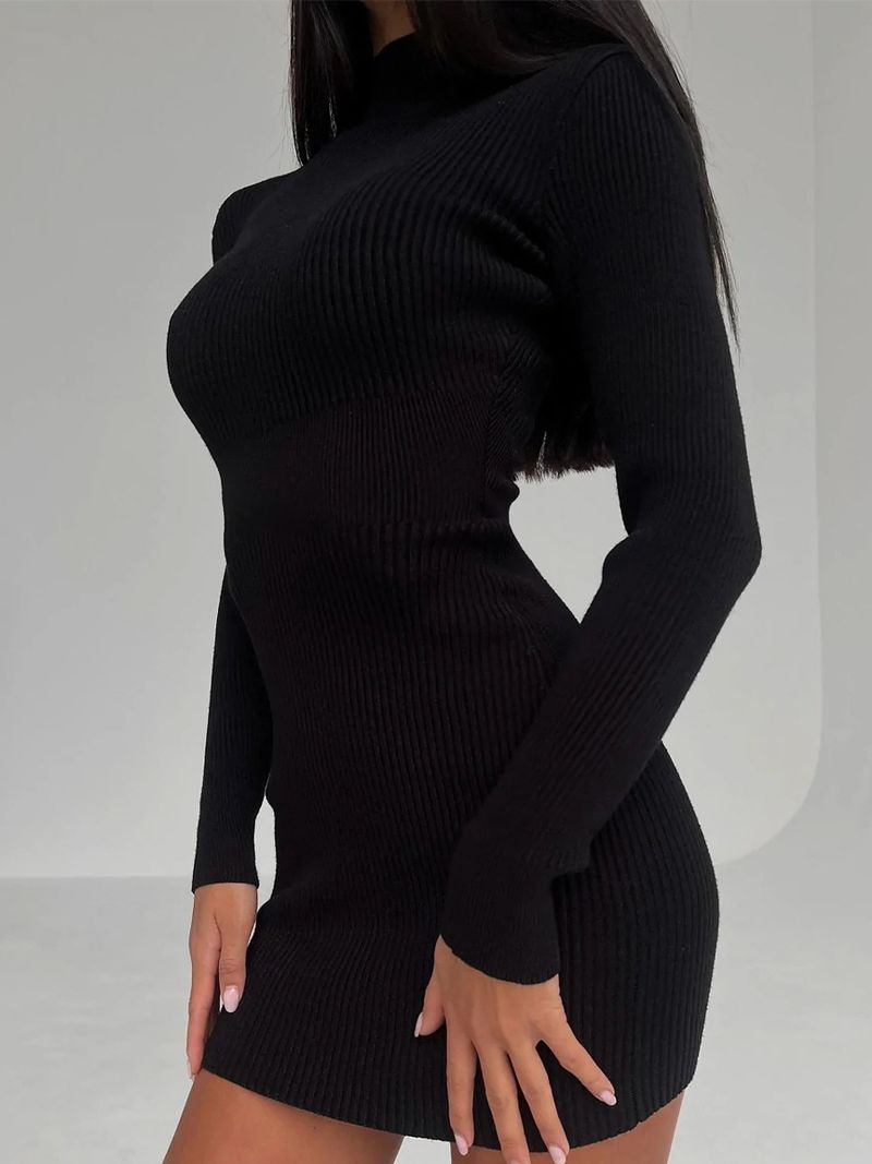 Jupe mi-longue à col montant et à plis pour femme, couleur unie, moulante, sexy, en laine, pour l'automne et l'hiver_voghion.com