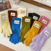Touchscreen Bowknot Five-Finger Cute Korean Style Thickened Fingerless Knitted Warm Gloves For Autumn And Winter_voghion.com