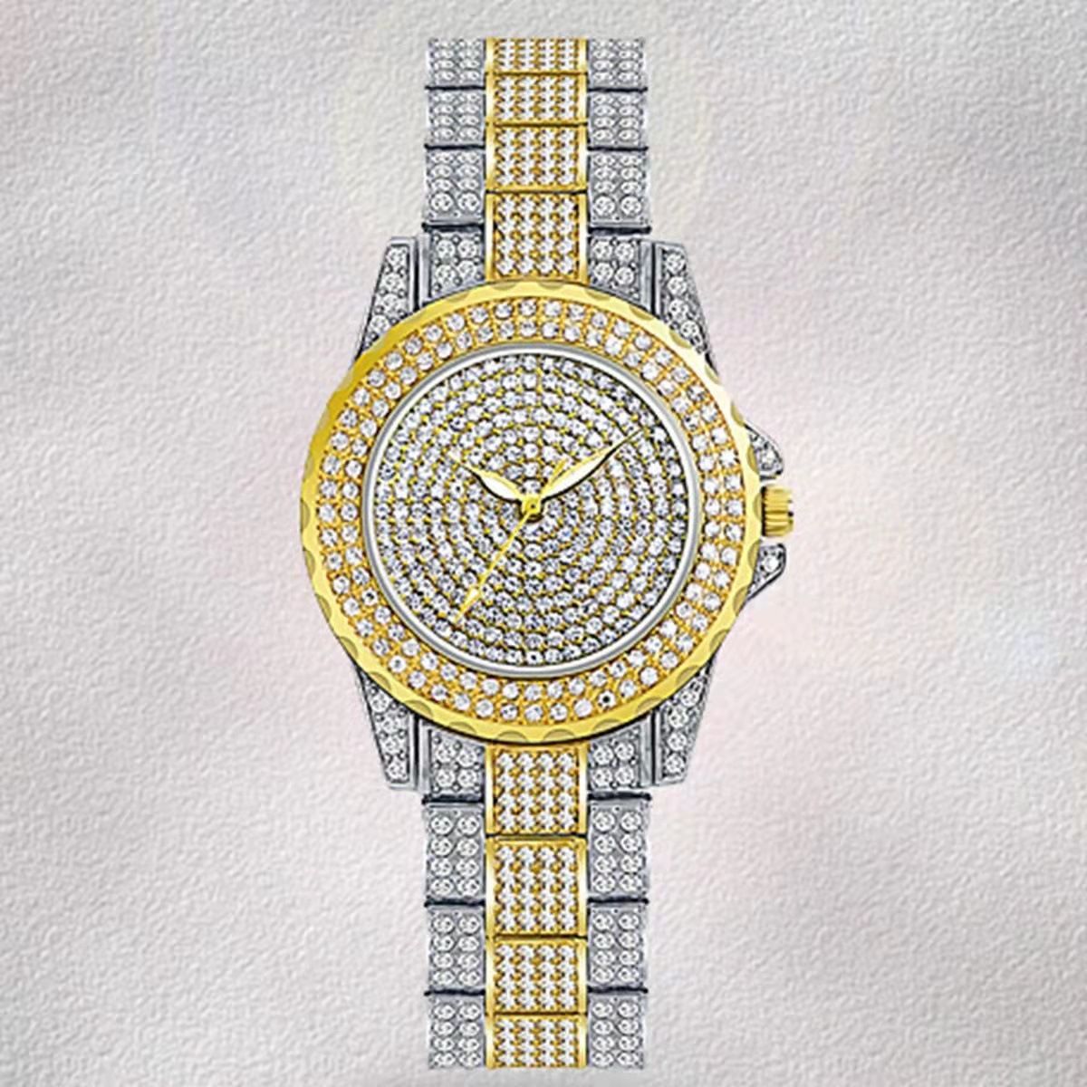 Naiste käekellad Uus tähistaevastega terasest vööga naiste käekell Moodne teemanttemperamendiga rhinestone käevõruga kell Naiste komplekt 2tk_voghion.com