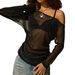 60244 Women's T-Shirt Nazada 2025 Autumn Winter Lightweight Off-Shoulder Versatile Sheer Sexy Long Sleeve Top_voghion.com