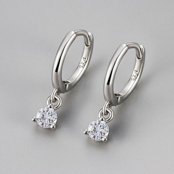 Women 925 Sterling Silver Gold Plated Huggie Hoop Dangle CZ Earrings Gift D23_voghion.com