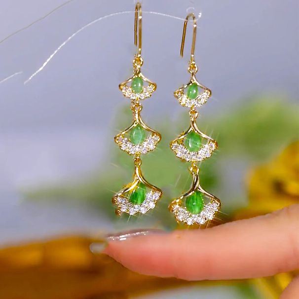 Apricot Leaf Ear Hook Female Internet Celebrity Fashion High-end Super Fairy Earrings Light Luxury Exquisite High-end Versatile Earrings Niche Jewelry_voghion.com