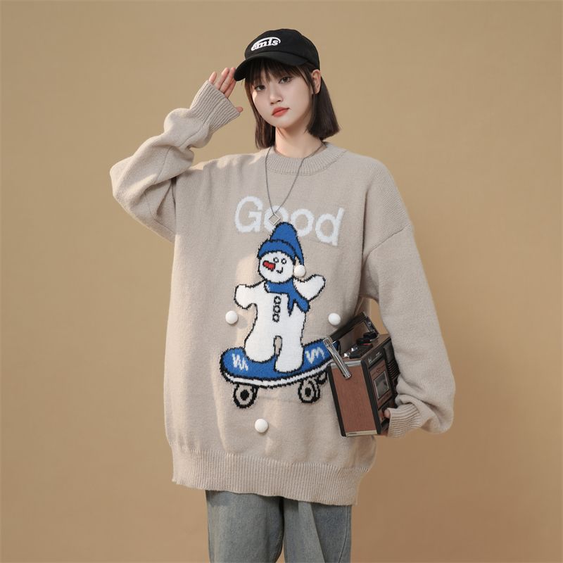 M8198/P70 Thema Neujahr Pullover Unisex lose Größe rot gestrickt Pullover Mantel_voghion.com
