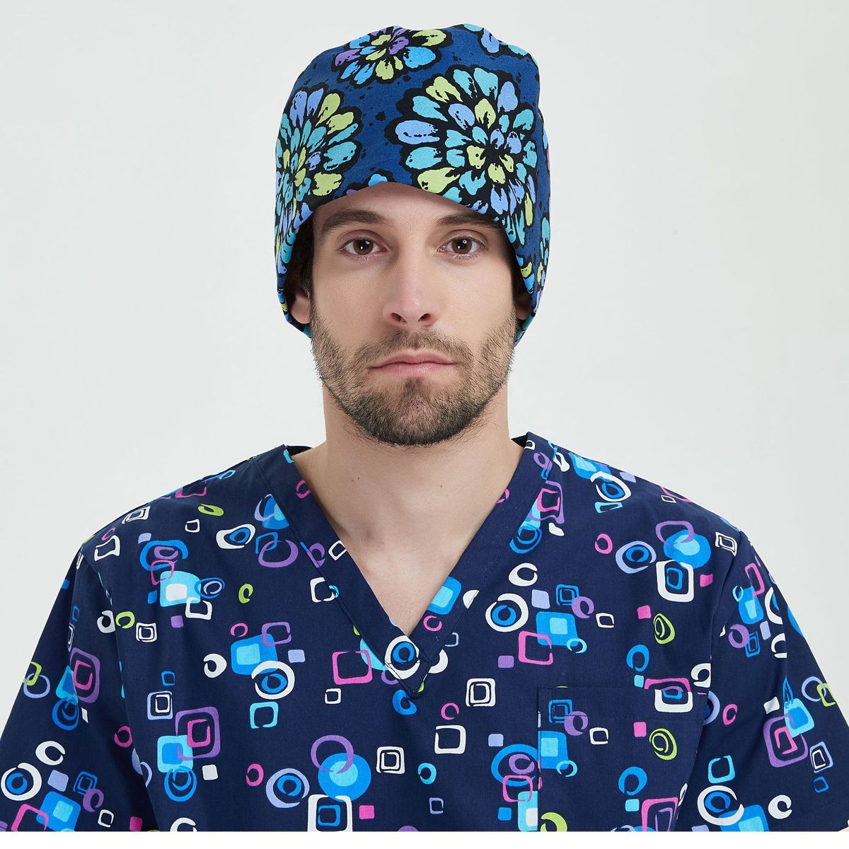 Műtős sapka, férfi és női orvosok és ápolók, fejpántos, tökből készült pamut laboratóriumi szépségszalon porvédő sapka_voghion.com