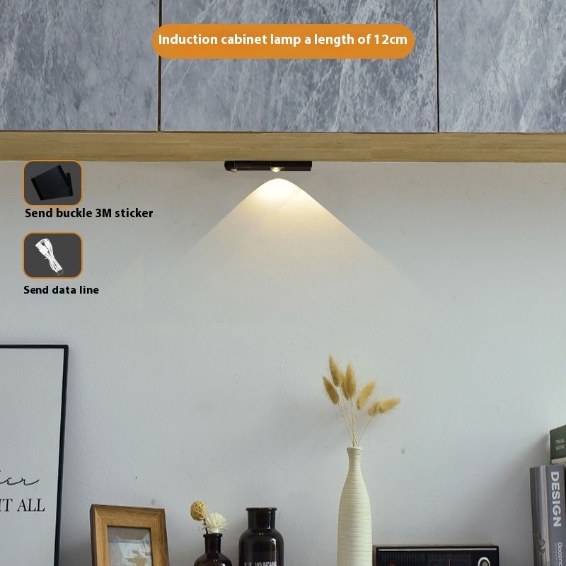 Ultratynn katteøye-stripe, intelligent LED-lys som registrerer kroppen, oppladbart selvklebende vinskap,_voghion.com