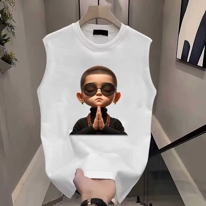 Men's Clothing Sports Vest Summer Loose Outer Wear Sleeveless T Shirt Trend Boys Casual Wide Shoulder Waistcoat Top_voghion.com