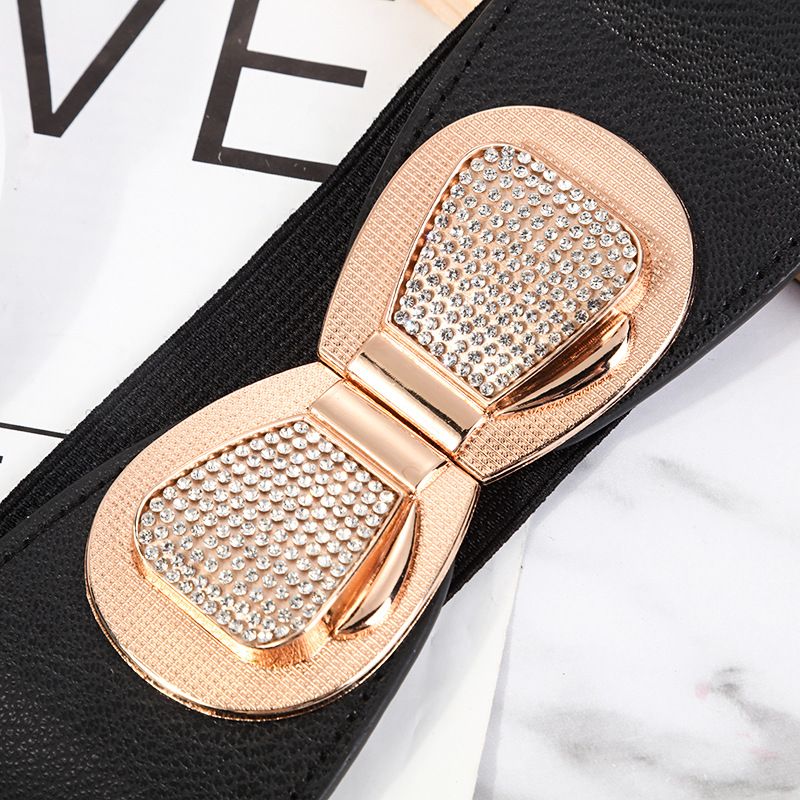 Neue Mode Damen elastische breite Taille Dichtung mit Daunenjacke Pullover Kleid elastische dekorative Gürtel_voghion.com