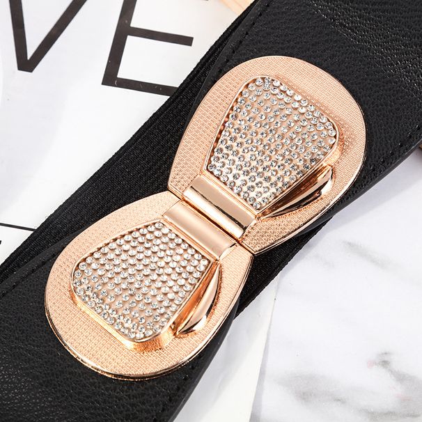 Neue Mode Damen elastische breite Taille Dichtung mit Daunenjacke Pullover Kleid elastische dekorative Gürtel_voghion.com