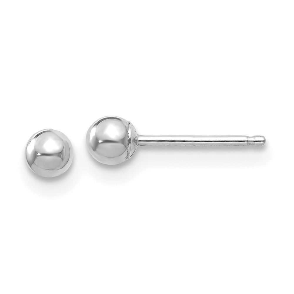 14k White Gold Polished 3mm Ball Post Earrings_voghion.com