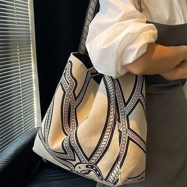 Borsa a tracolla versatile e alla moda, in tela, di grande capacità, per le donne, 2025_voghion.com