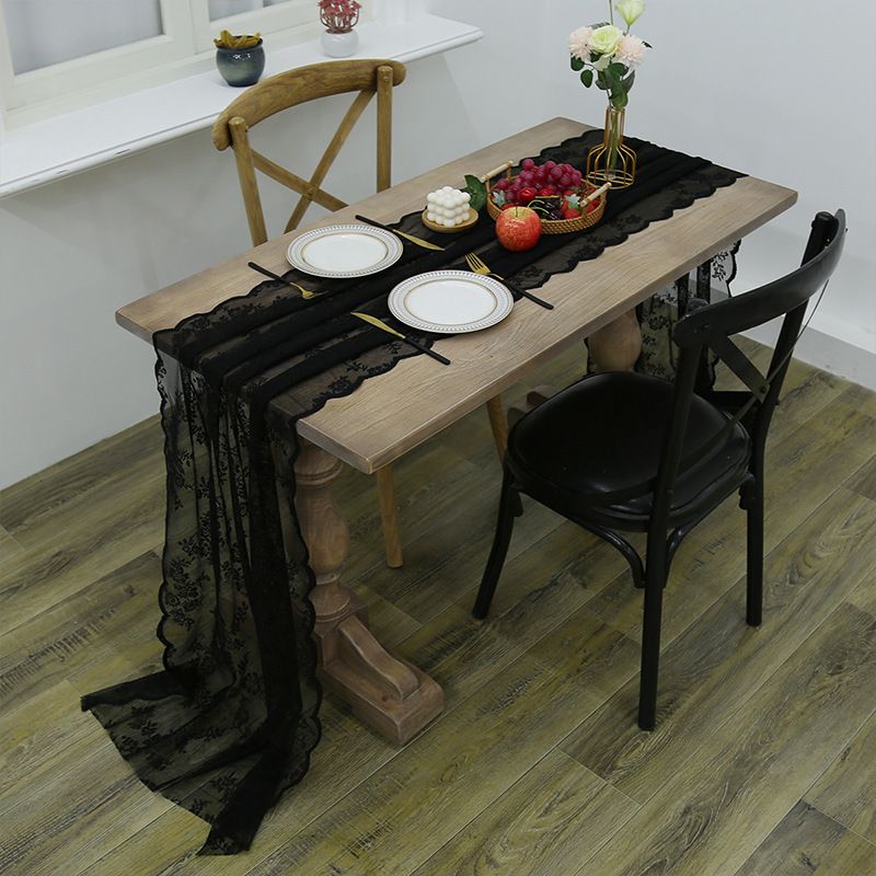 White Lace Table Runner Set - Elegant Cover For Coffee Table TV Stand Dresser & Shoe Cabinet_voghion.com