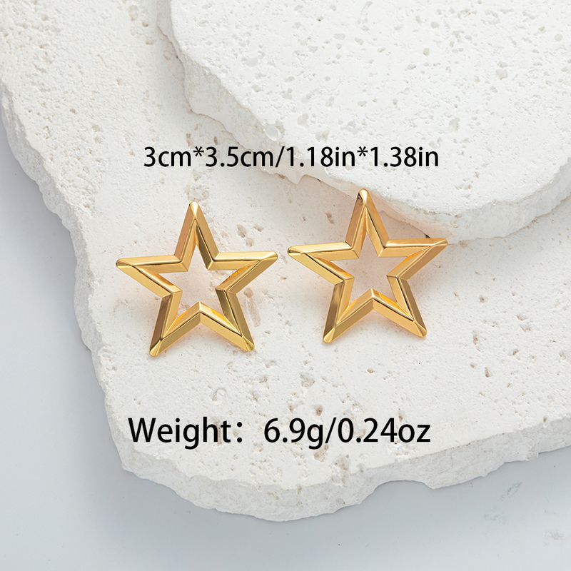 1 paio di orecchini pentagramma stile moderno stile semplice stile classico in acciaio inossidabile 304 placcato oro 14K_voghion.com