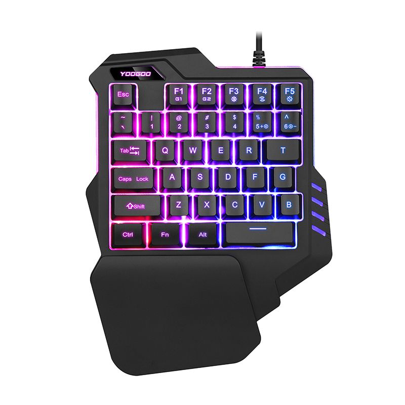 Juhtmega ühe käega mänguklaviatuur USB professionaalne lauaarvuti LED-taustvalgustusega mehaaniline klaviatuur, ergonoomiline koos juhtmestikuga mängude jaoks_voghion.com