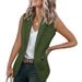 Ärmelloser Blazer für Damen, Sommer, neue lockere Passform, lässige Bürokleidung, einfarbig, gekerbtes Revers, offene Vorderseite, Strickjacke_voghion.com