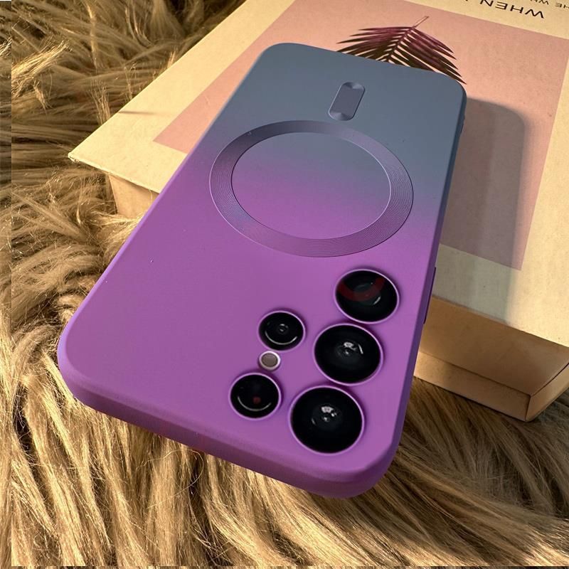 Lyxigt gradientfodral för Samsung Galaxy S23 S22 S21 Ultra s 23 5G S21 Plus Magnetisk trådlös laddning Comfort Matt Silikonskydd_voghion.com