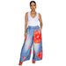 Women's Printed Flowy Palazzo Pants – Lightweight Polyester Wide-Leg Trousers With Elastic Waist, Bohemian & Street Style For Europe & US Market_voghion.com